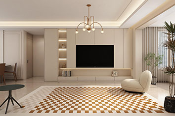 万科翡翠公园139平米轻法度风格装建软装成效图