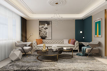 鑫界王府180平米法度轻奢风格装建软装成效图